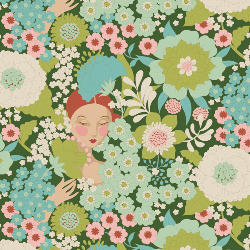 Tilda Patchwork Stoff Baumwolle - Wallflower - Green